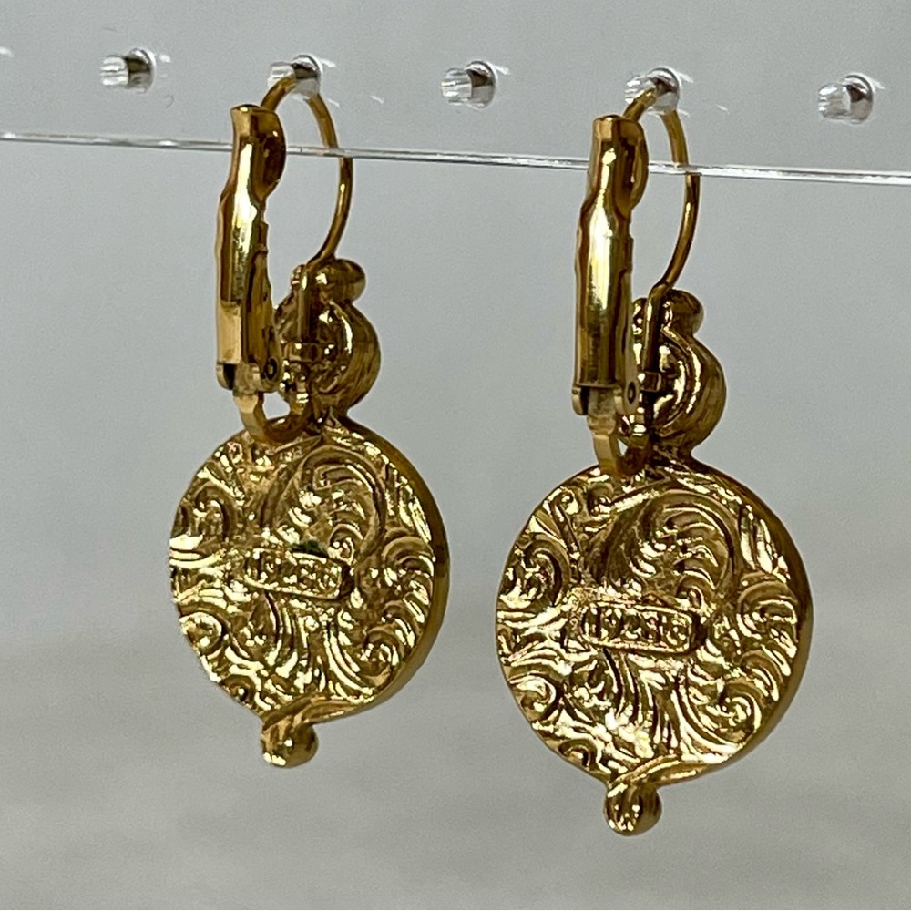 Elegant Vintage Antique Gold Tone Pierced Pearl Drop Earrings - Picture 8 of 11